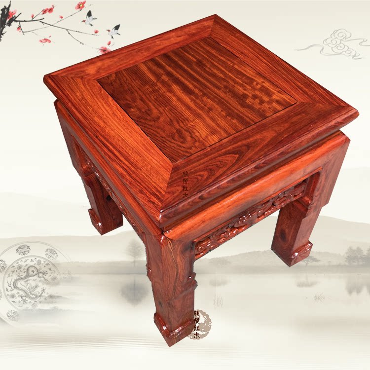 Burmese pear tiger foot square stool big fruit red sandalwood baby low stool mahogany household stool dressing makeup stool shoe bench change