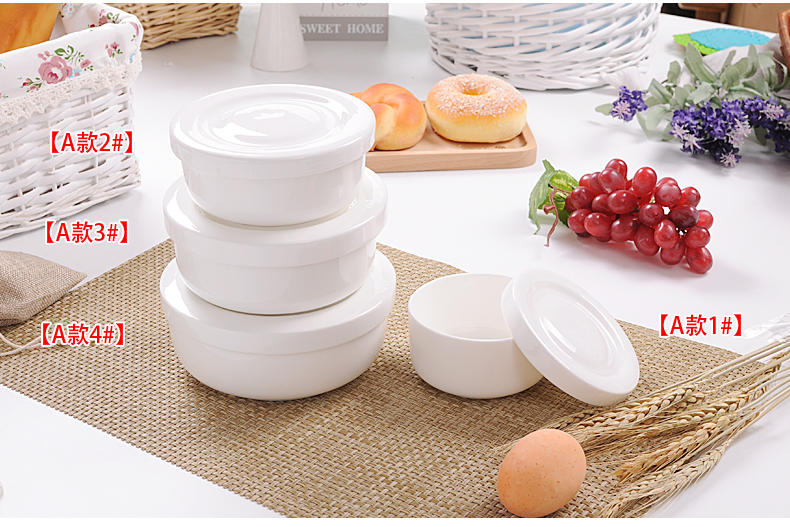 Hấp bát có nắp bát gốm hấp trứng tart bát hấp cơm bát nhà ăn trưa hộp trắng tinh khiết lớn lò vi sóng Trung Quốc bát - Hộp cơm điện sưởi ấm hộp cơm cắm điện hâm nóng