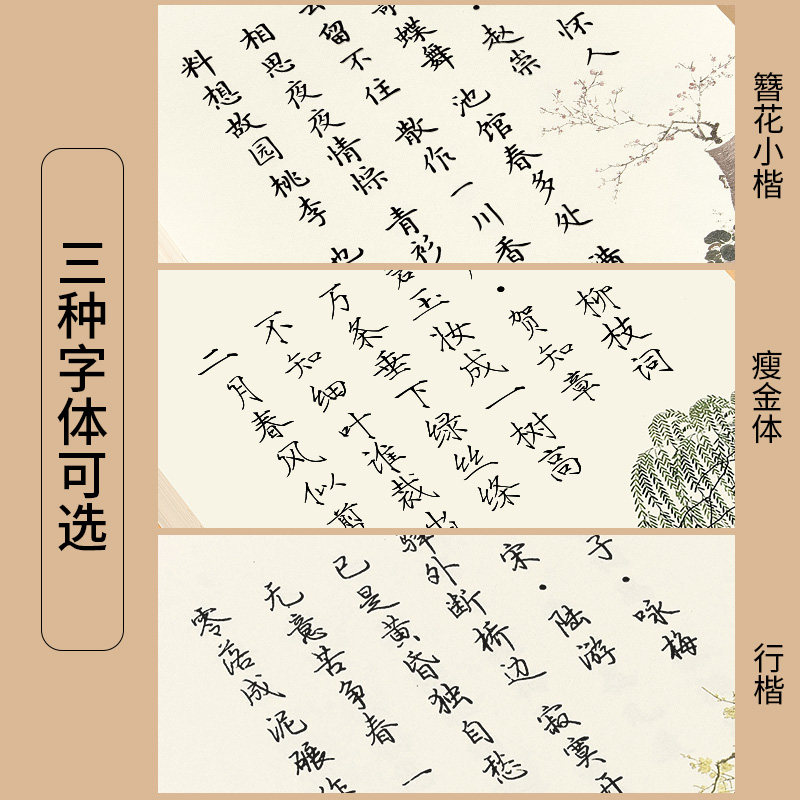 Hairpin Small Regular Script Copybook Adult Regular Script Girls Font Beautiful Thin Gold Style Regular Script Hard Pen Calligraphy Copy Calligraphy Practice Book