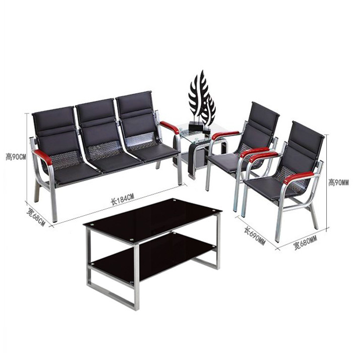 Office sofas tea table combined modern minimalist lounge in talks for trio single position sofa tempered glass tea table