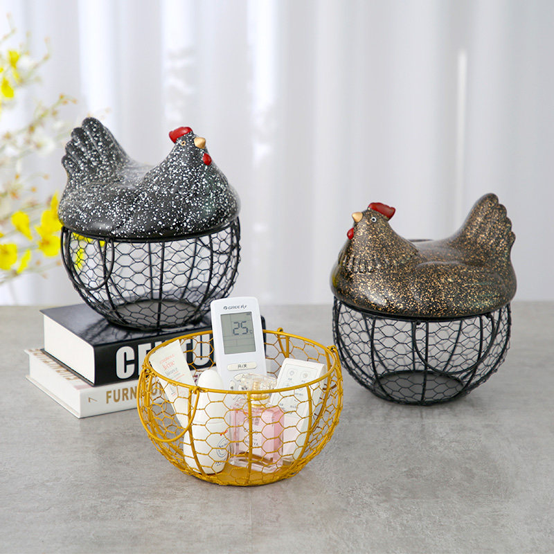 Creative Pendulum home Decorative Items Shoes Cabinet Xuanguan Containing Basket Desktop Containing Swing and Styles Hen Basket