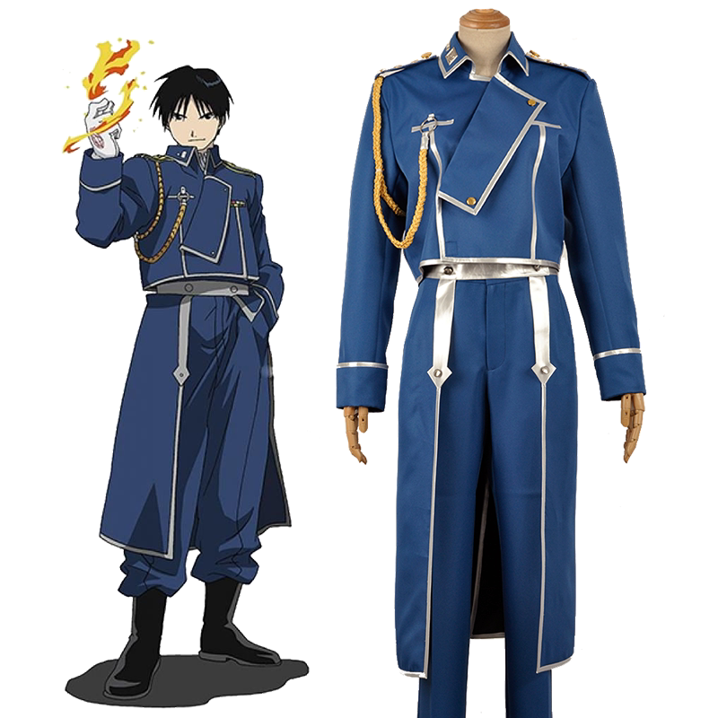 Anime Fullmetal Alchemist Cosplay Costume Roy Major General Hughes Military Uniform Cosplay Men and Women Suit