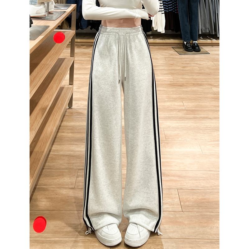White and Gray Women's Sweatpants Summer 2026 New High-Waisted Three-Stripe Slimming Wide-Leg Casual Thin Sweatpants White and Gray Women's Sweatpants Summer 2026 New High-Waisted Three-Stripe Slimming Wide-Leg Casual Thin Sweatpants
