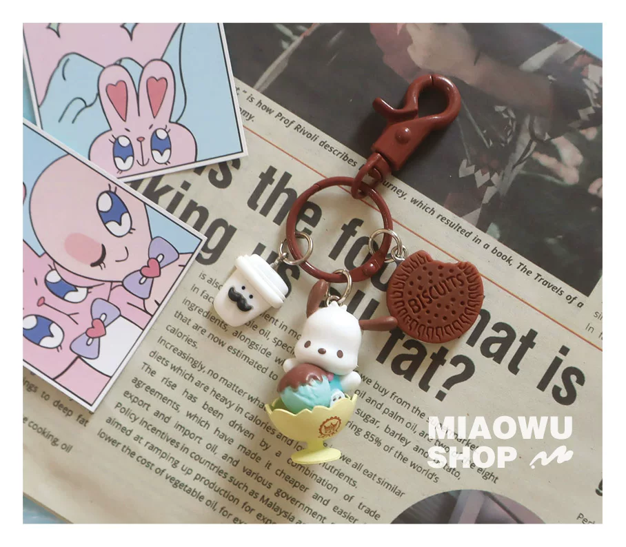 Привет, котик, мультяшный брелок для мороженого, подвеска, цепочка, Cinnamoroll, подарок на день рождения