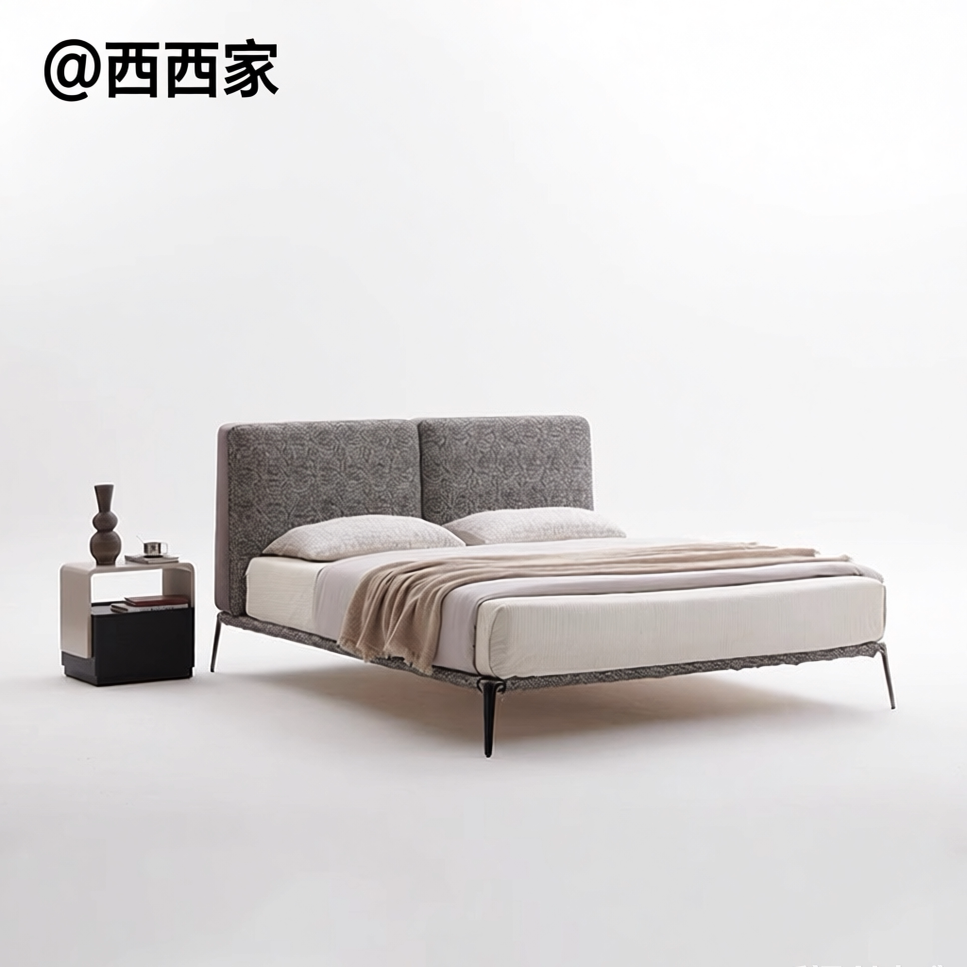 意式极简原版帕克床设计师高端大气高端棉麻布艺简约现代主卧大床