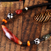 (Kale blue beads) collection of Tibetan choker old cow angular pearl necklace three-eyed treasure bottle accessories