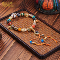 (Carah Blue Everest) Original Tibetan Ethnic Wind Multi-Treasure Tiger tooth Tianzhu Tianzhu 18 Handheld for men and women