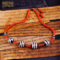 (Blue Sky beads) Tibetan ornaments of southern red agate choker three-line pharmacist beads agate Celadus accessories women necklace