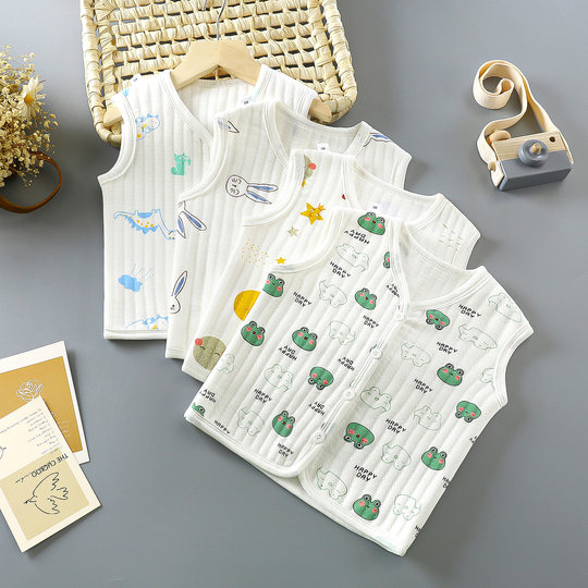 Pure cotton spring, autumn and winter warm quilted baby vest