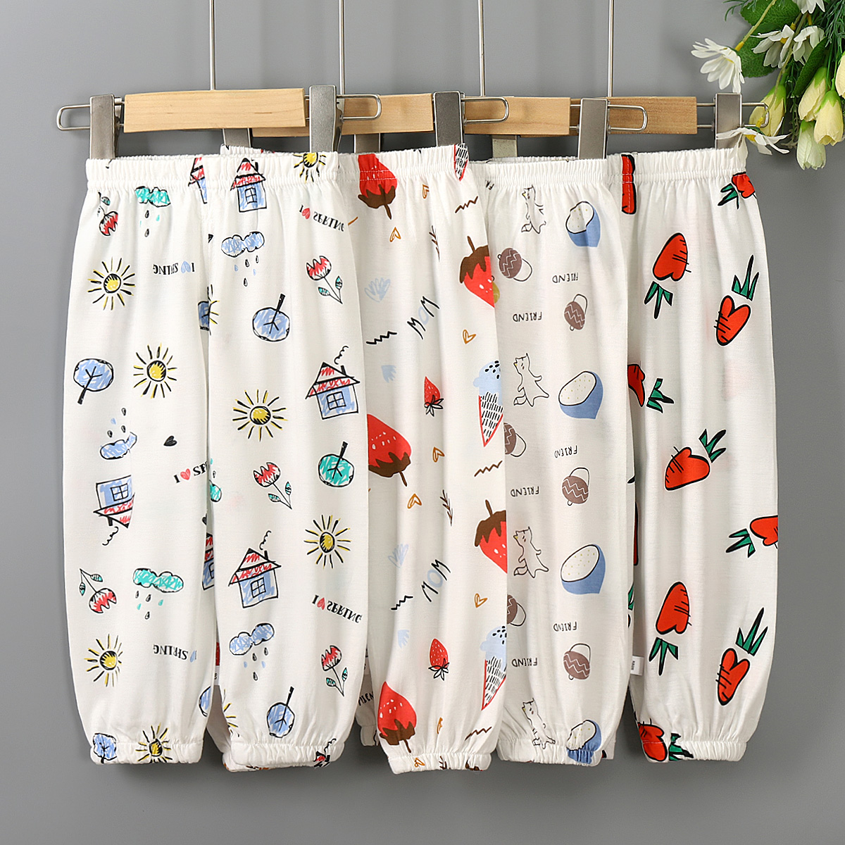 Baby home anti-mosquito pants summer thin trousers cotton girls children's bloomers baby air conditioning clothes boys summer