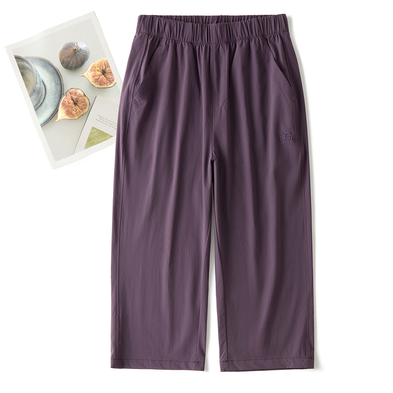 Purple Summer Ice Silk Capri Pants for Women 2026 New Style Ladies Casual Pants Thin Straight-Leg Capri Pants Loose Pants