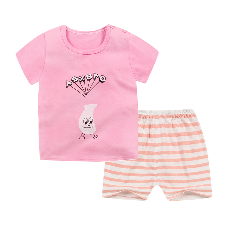 [Đặc biệt hàng ngày] mùa hè mới dành cho trẻ em cotton ngắn tay phù hợp với bé trai và bé gái quần short hai mảnh kho báu 0-5 tuổi áo giữ nhiệt trẻ em