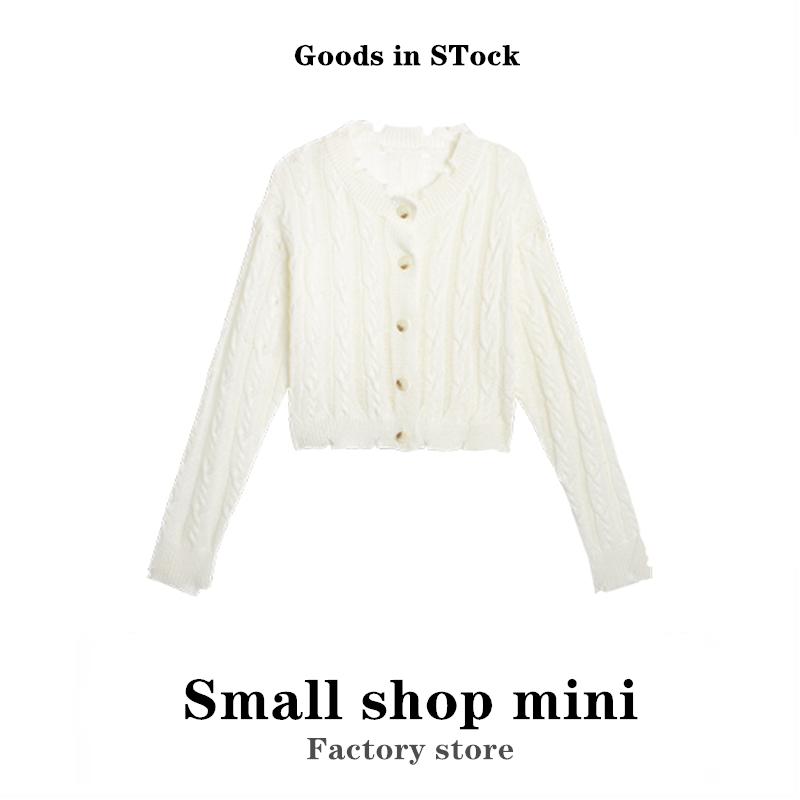 Small Salty Knit Cardigan Jacket Woman 2022 Spring Summer New Design Sensation Niche Hollowed-out Twist Floral Air Conditioning Suit