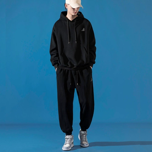 Цветная мужская осенняя демисезонная толстовка с капюшоном, трендовый комплект, простой и элегантный дизайн, в корейском стиле