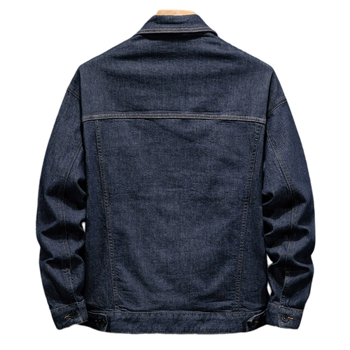 Синяя джинсовая демисезонная куртка, лонгслив, осенняя, оверсайз, в американском стиле, изысканный стиль