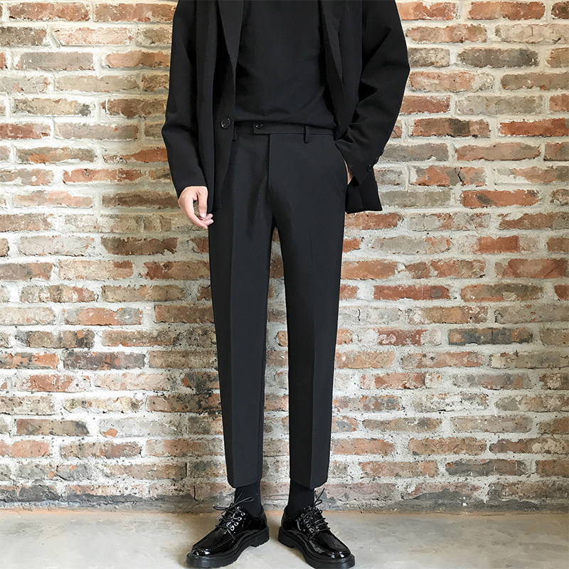 Tide brand vertical suit pants men's autumn and winter Korean version of the trend loose nine wide leg pants straight bag pants