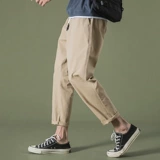 Мужские хлопковые штаны, дышащие повседневные брюки, в корейском стиле, свободный прямой крой