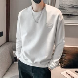 Мужская осенняя демисезонная трендовая универсальная толстовка, брендовый базовый приятный телу тонкий лонгслив, свободный крой