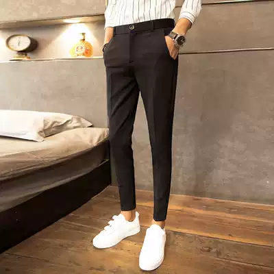 Autumn suit pants men's Korean version of the trend slim-fit stretch nine-point pants small feet casual pants wild small trousers thin