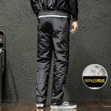 Демисезонные бархатные удерживающие тепло штаны с пухом, коллекция 2021, большой размер, увеличенная толщина, свободный прямой крой, гусиный пух