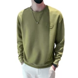 Мужская осенняя демисезонная трендовая универсальная толстовка, брендовый базовый приятный телу тонкий лонгслив, свободный крой