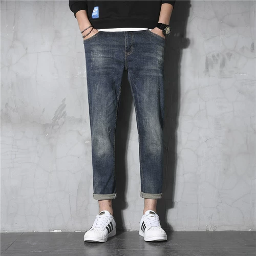 Джинсы, тонкие штаны, осенние, свободный прямой крой, в корейском стиле