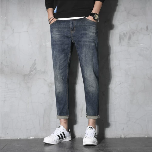 Джинсы, тонкие штаны, осенние, свободный прямой крой, в корейском стиле