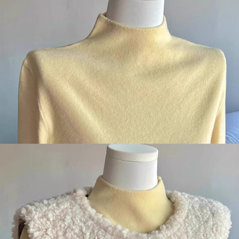 High-End Soft and Cozy Small Turtleneck Sweater for Women, Autumn and Winter Slim-Fit Half-High Collar Inner Layer Warm Knit Top