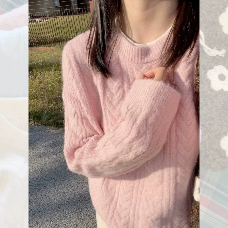 Soft and Cozy Twist-Knit Round Neck Sweater for Women, Autumn Korean Style, Loose and Casual, Versatile Pullover, Solid Color Long-Sleeve Top Soft and Cozy Twist-Knit Round Neck Sweater for Women, Autumn Korean Style, Loose and Casual, Versatile Pullover, Solid Color Long-Sleeve Top