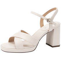 Qianbaidu woven sheepskin thick super high-heeled fashion sandals for women 2024 summer new style stunning sandals with skirts