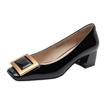 Qianbaidu Xiaoxiangfeng single shoes for women autumn new shoes womens gentle wind evening shoes shallow mouth genuine leather thick heel temperament