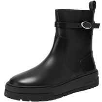 (New) Qianbaidu Thick-soled Maillard Fashion Boots Womens 2024 Winter New Short Boots Brown Western Boots
