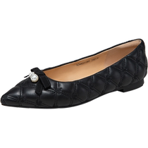 Qianbaidu sheepskin small fragrant style shallow mouth single shoes for women 2024 autumn new flat shoes evening shoes gentle style