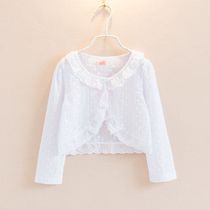 Han Editions Spring Summer New Childrens Children Girl Girl White Agaric Short Sleeve Shawl Mid-Boy Baby Kan Shoulder Cardiovert