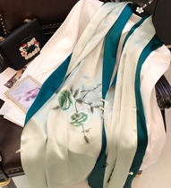 Qingli Peony Classical style Su embroidered mulberry silk scarf silk scarf female hand embroidered buckle large shawl