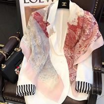Warm Tone Lace Print Autumn Winter Warm Cashmere Scarf woman 100 hitch woman Taste Long-Ring Fleece shawl
