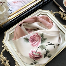 Peony Chinese style Su embroidered shawl double silk scarf women hand embroidered mother mother mulberry silk scarf