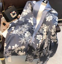 Gaoding smoke gray double double-sided silk scarf female spring and autumn mulberry silk cheongsam collar big shawl mother scarf