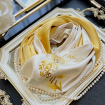 Auspicious Golden Phoenix Handmade Embroidery Spring Autumn Real Silk Scarf Woman Su Embroidered Cape Mother Mother Holiday Gift Scarf
