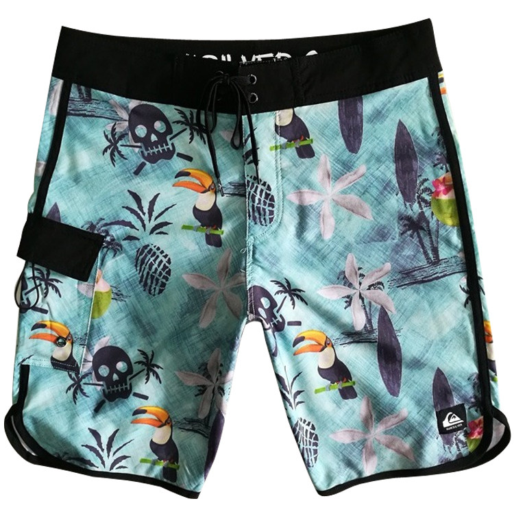 2018 original single elastic beach pants male speed dry relaxation fitness diving surf beach blue patterned casual shorts