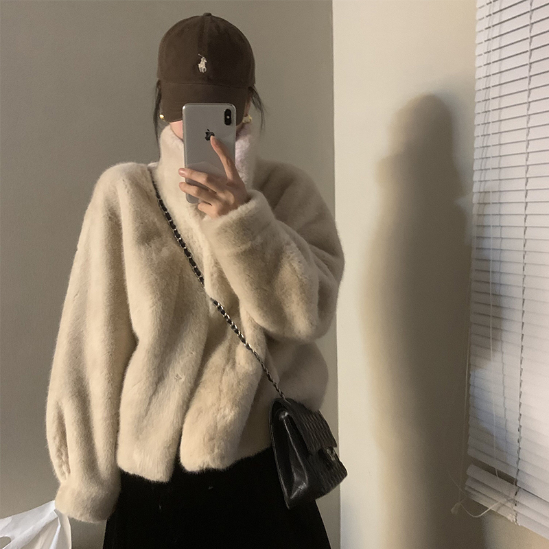 2025 Winter Young Style Mink Fur Short Stand Collar Fur Integrated Mink Fur Plush Eco-Friendly Fur Coat for Women
