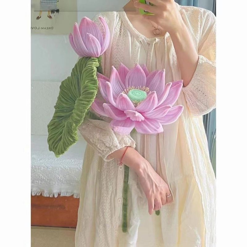 Twisting Stick Bouquet Giant Lotus Three-Piece Set DIY Handmade Good Luck Lotus Gift for Best Friends