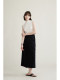 Sonders Designer Two-Tone Asymmetrical Deconstructed Cross-Over Fabric Slit Mid-Length Skirt for Commuting