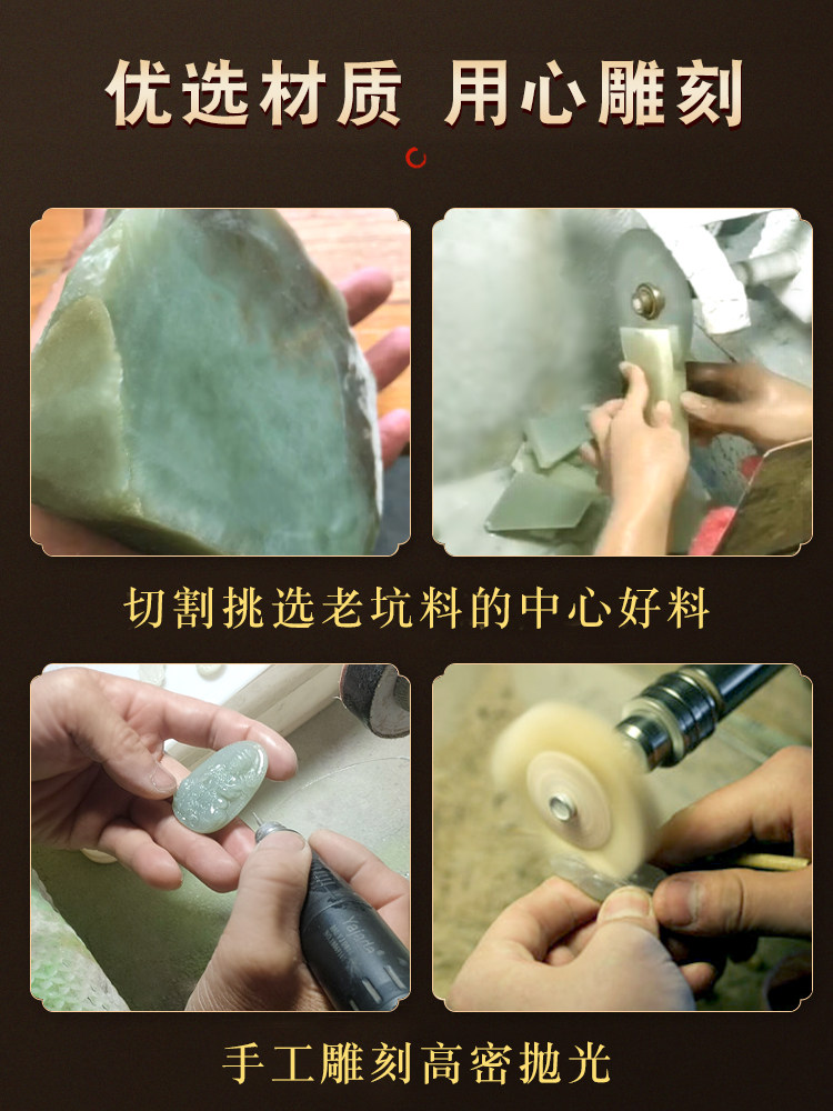 Hetian Jade Birth Year Amulet Jade Pendant for Men, Guanyin, Akasagarbha, Manjushri, Samantabhadra Bodhisattva, Dragon Birth Year Necklace for Women
