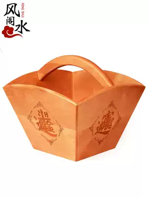 Fengshui Pavilion antique rice bucket ornaments daily gold ornaments peach wood bucket home accessories shop opening gifts