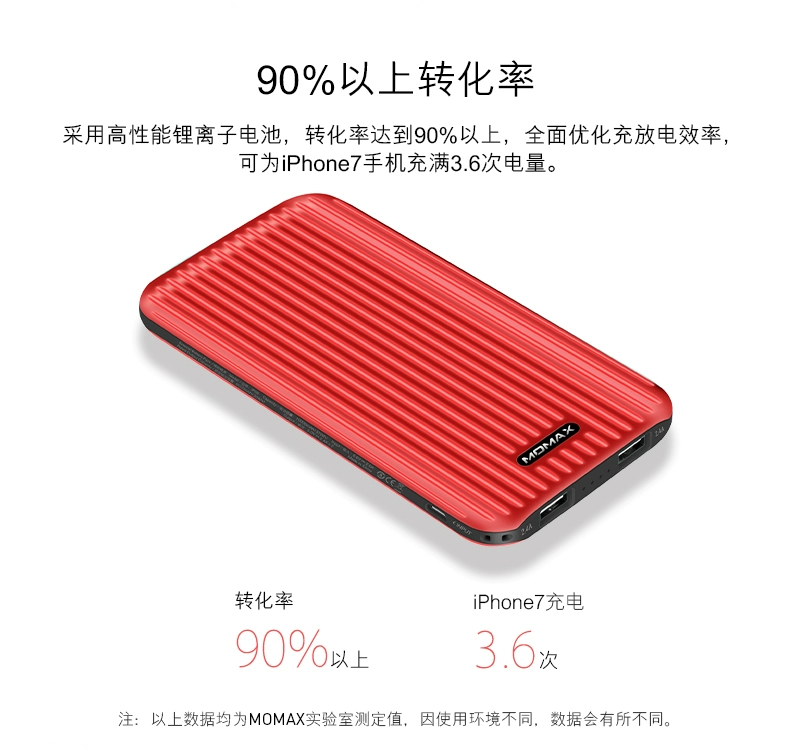 Momax Momis vali nhẹ điện thoại di động 10000 mAh polymer kép sạc nhanh sạc pin - Ngân hàng điện thoại di động