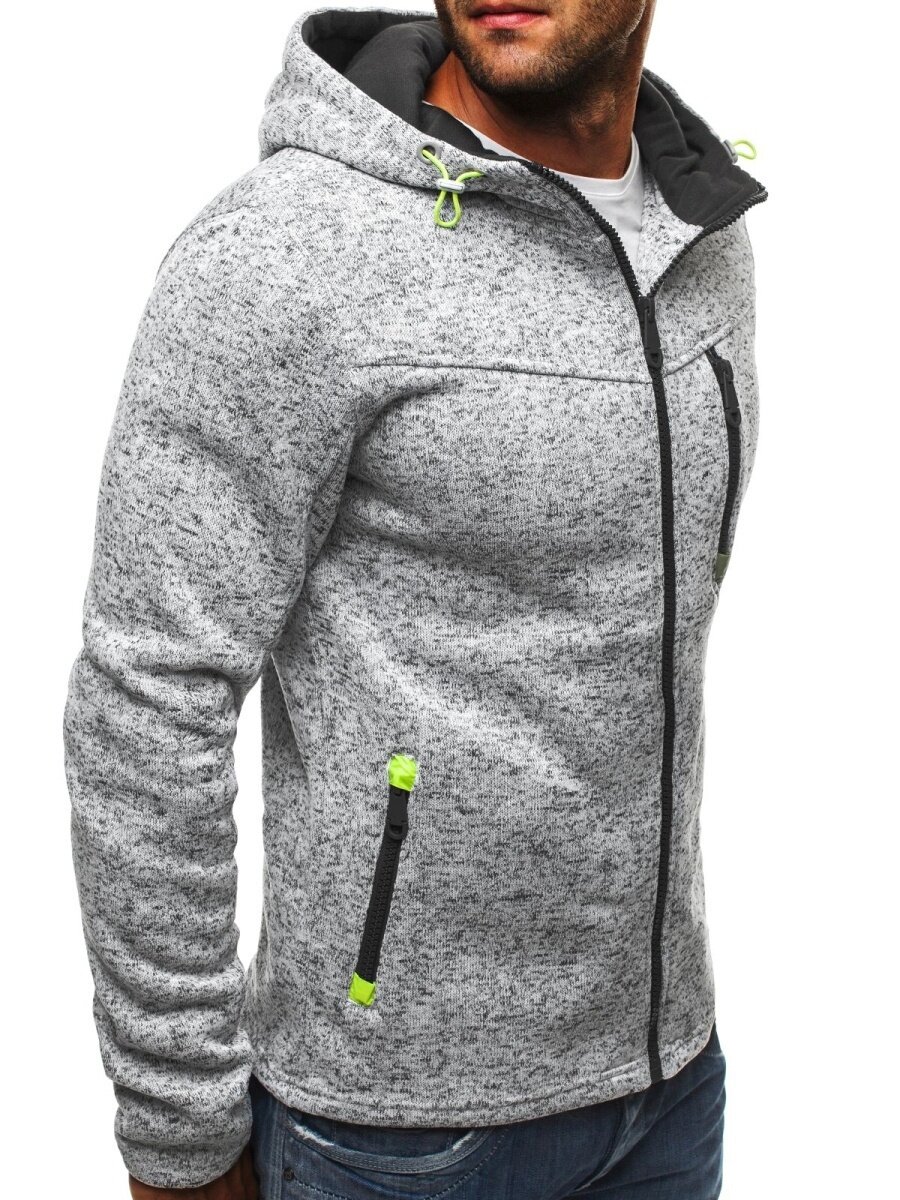 Men's Clothing Spring New Men's Sports Leisure Jacquard Sweater Fleece Cardigan Hooded Jacket_desvips.com