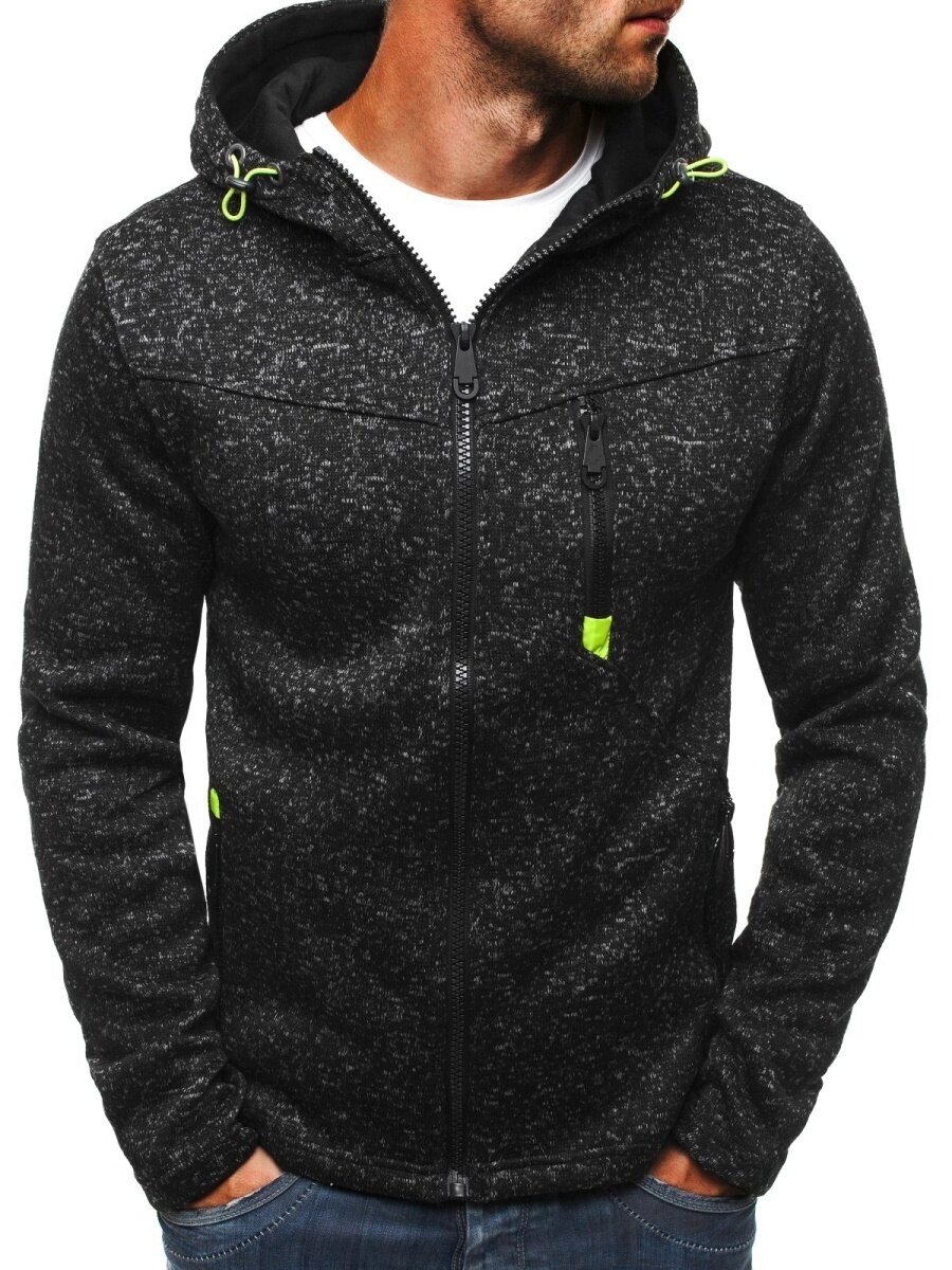 Men's Clothing Spring New Men's Sports Leisure Jacquard Sweater Fleece Cardigan Hooded Jacket_desvips.com
