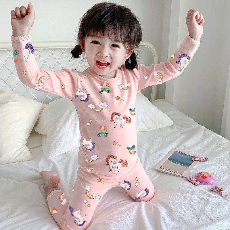 Girls' pajamas spring and autumn cotton long sleeve children's home clothes Princess baby children 2020 new autumn clothes autumn trousers