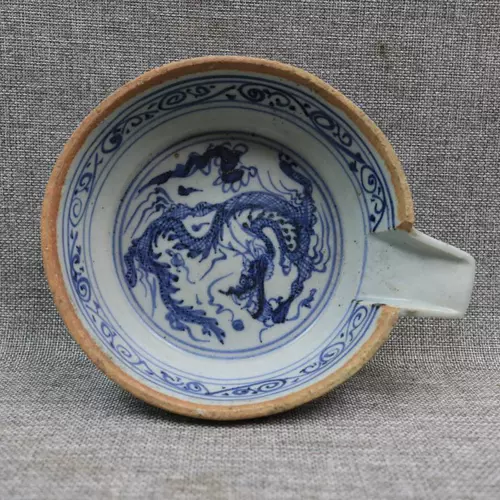 Юанминг сине -белый дракон рисунок чашка воды для воды, вымывающие старинные старые товары старые товары, антикварные фарфоровые сборы поставляют украшения